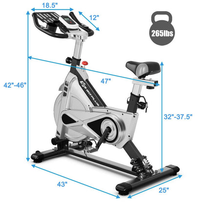 Stationary Silent Belt Adjustable Exercise Bike with Phone Holder and Electronic Display