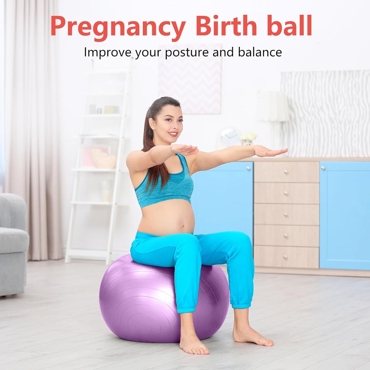 Balance and Stability Exercise Ball for Fitness, Yoga, Pilates, and Pregnancy - Versatile Home, Office, and Gym Use