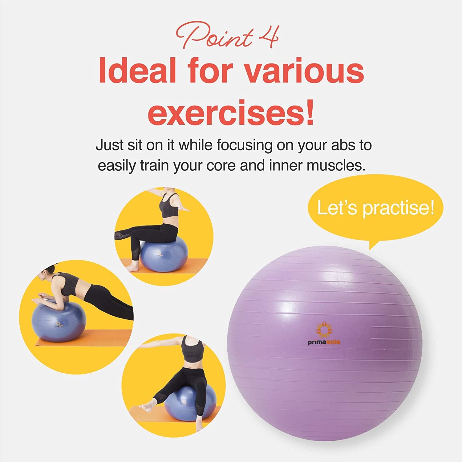 Balance and Stability Exercise Ball for Fitness, Yoga, Pilates, and Pregnancy - Versatile Home, Office, and Gym Use