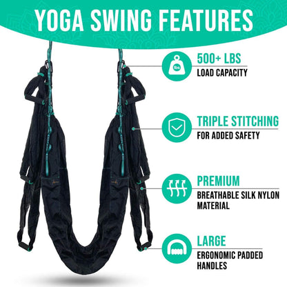 Premium Aerial Hammock Anti-Gravity Yoga Swing Kit - Acrobat Flying Sling Set for Inversion Therapy in Indoor and Outdoor Settings