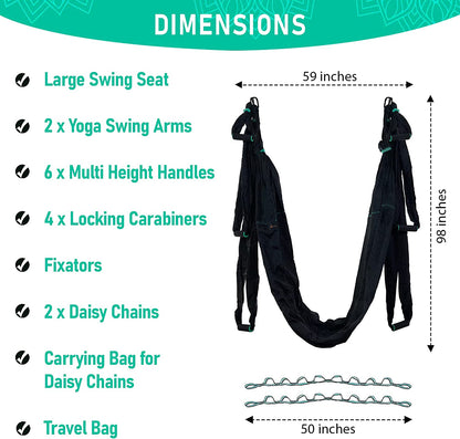 Premium Aerial Hammock Anti-Gravity Yoga Swing Kit - Acrobat Flying Sling Set for Inversion Therapy in Indoor and Outdoor Settings