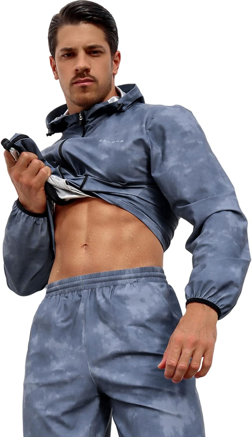 Sauna Suit for Men Sweat Weight Loss Sauna Jacket Pant 2Piece Set Gym Workout Sweat Suits Boxing Clothes