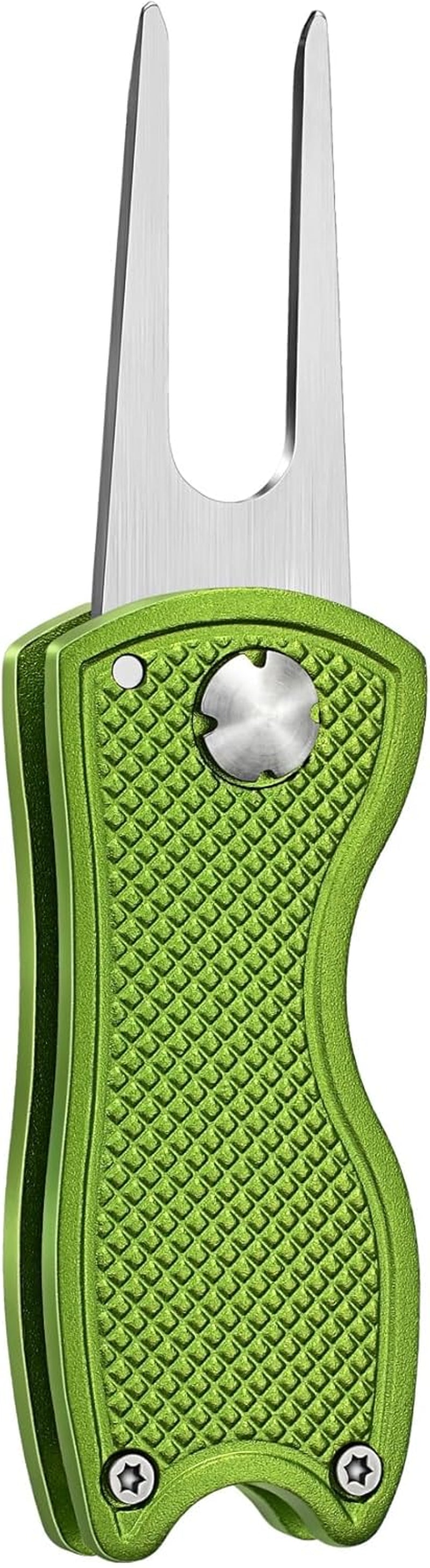 Premium All-Metal Foldable Golf Divot Repair Tool with Pop-Up Button and Magnetic Ball Marker, Available in 2-6 Packs