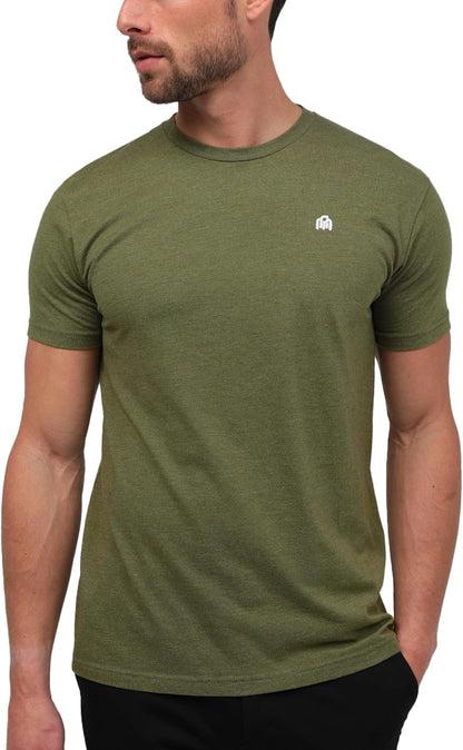 Mens T Shirt with Logo - Short Sleeve Crew Neck Soft Fitted Tees S - 4XL Fresh Classic Basic Tshirts