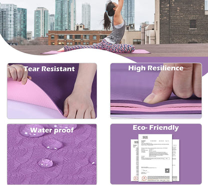 Non-Slip Eco-Friendly Yoga Mat, 1/4" Thick Pilates and Fitness Exercise Mat for Women with Carrying Sling and Storage Bag