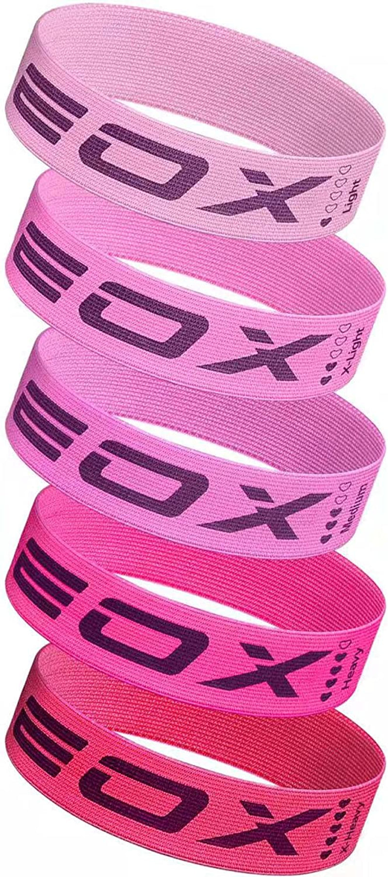 Premium Non-Slip Fabric Resistance Bands for Leg and Glute Training - 5 Levels of Resistance (Pink)