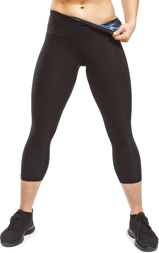 Women'S Sauna Leggings Compression High Waist Yoga Pants Thermo Sweat Capris