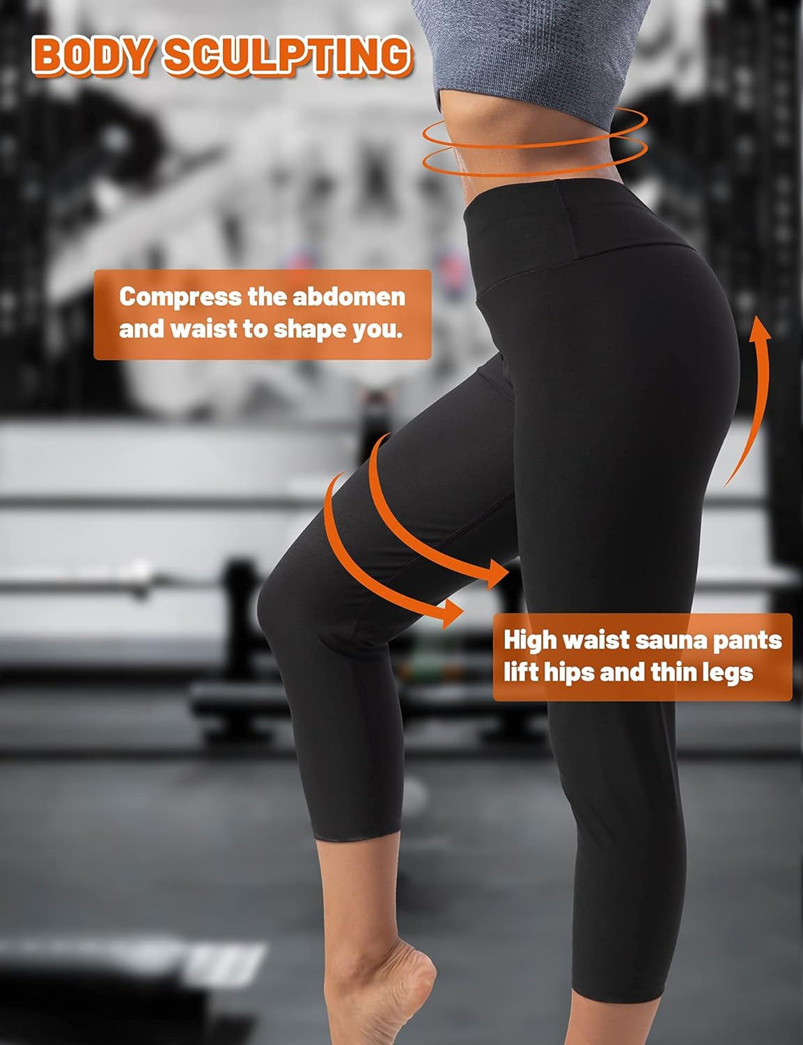 Women Thermo Sweat Sauna Capris High Waist Sauna Pants Hot Body Shaper Capri(Bh7002,Xl,01)