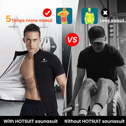 Sauna Suit for Men Sweat Suits Long Sleeve Sauna Shirt Workout Shapewear-(S-5Xl) Sweat Jacket Top Compression Shirts