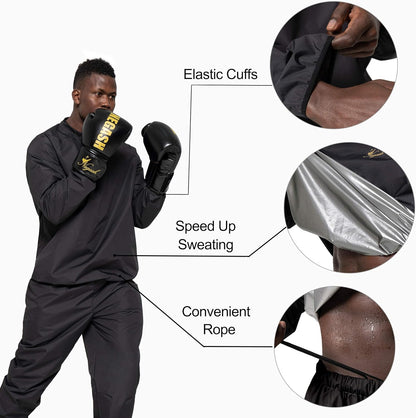 Sauna Suit for Men anti Torn Sweat Sauna Suit Lightweight Waterproof Men Sauna Suit for Boxing Exercise Fitness