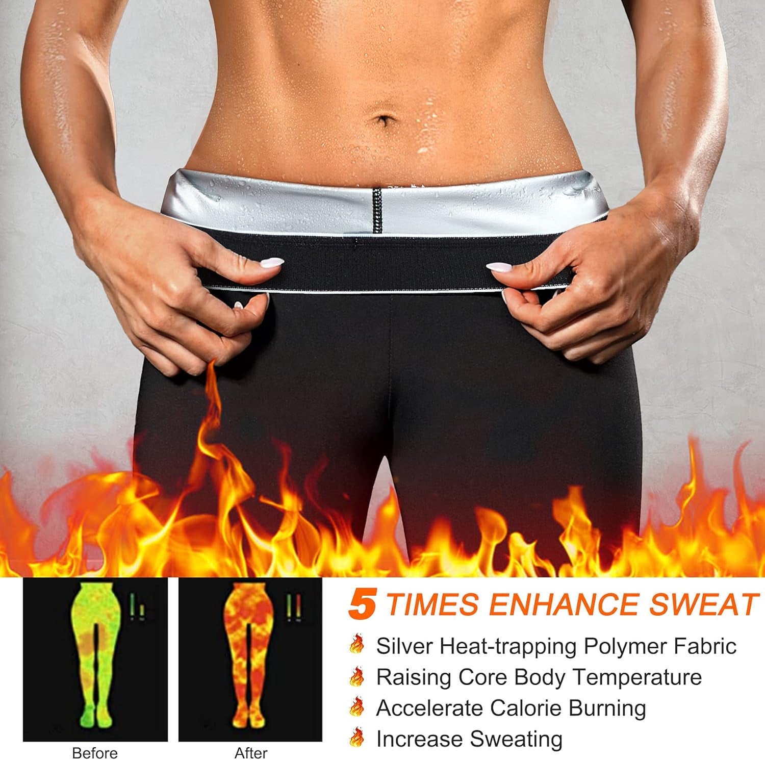 Sweat Sauna Suit for Women Slimming Pant High Waist Trainer Legging Compression Weight Loss Workout Body Shaper Hot