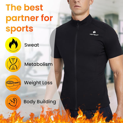 Sauna Suit for Men Sweat Suits Long Sleeve Sauna Shirt Workout Shapewear-(S-5Xl) Sweat Jacket Top Compression Shirts